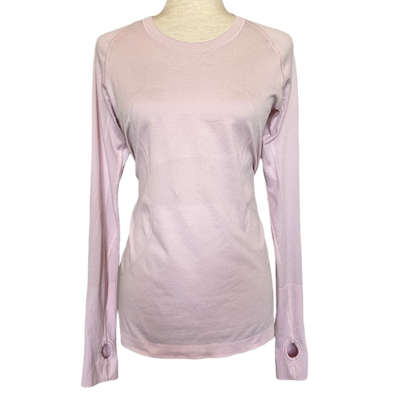 ⭐️ SOLD ⭐️ Lululemon Run Swiftly Long Sleeve Top Size 10 Pale Pink - Picture 3 of 8